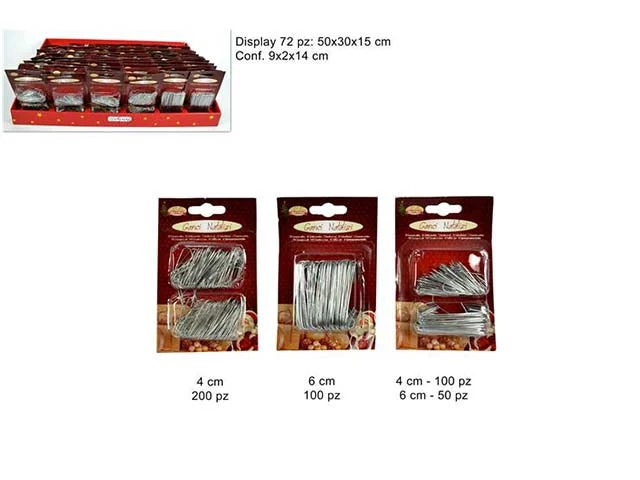 Ganci Metallo per Palline Assortite Display 72 pz Argento Peraga Christmas