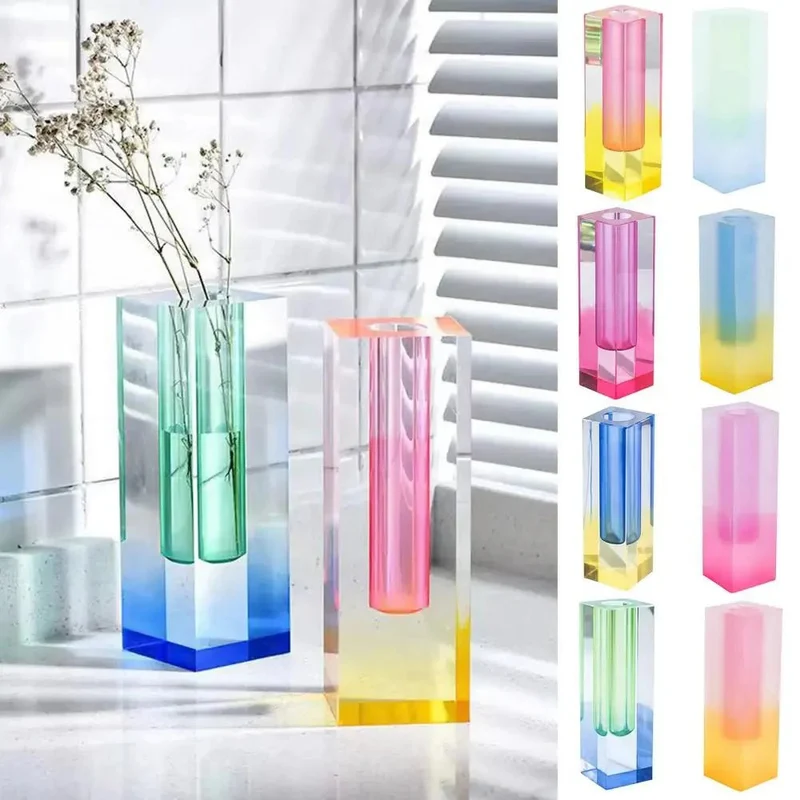 SleekLook – Firkantet vase med geometrisk design til perfekt blomsterdekoration