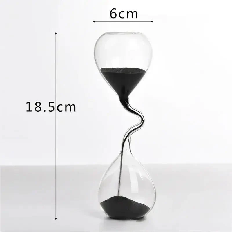 TimeWave - Elegant buet timeglas med flydende sort sand
