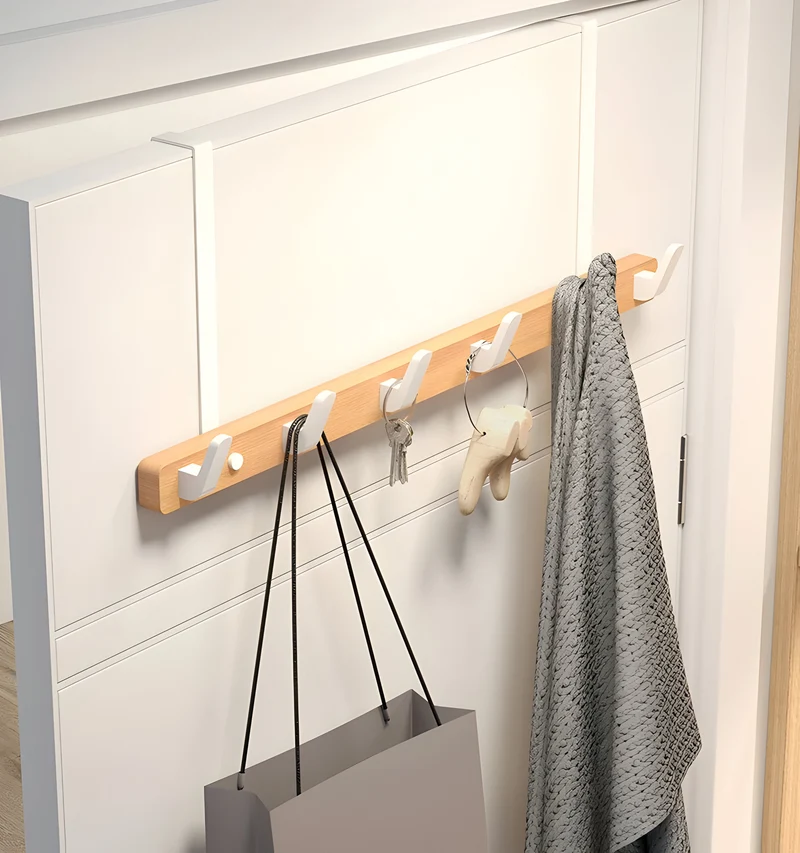 WalnutWisp - Minimalistisk vægkrog med naturlig træåring og glat finish