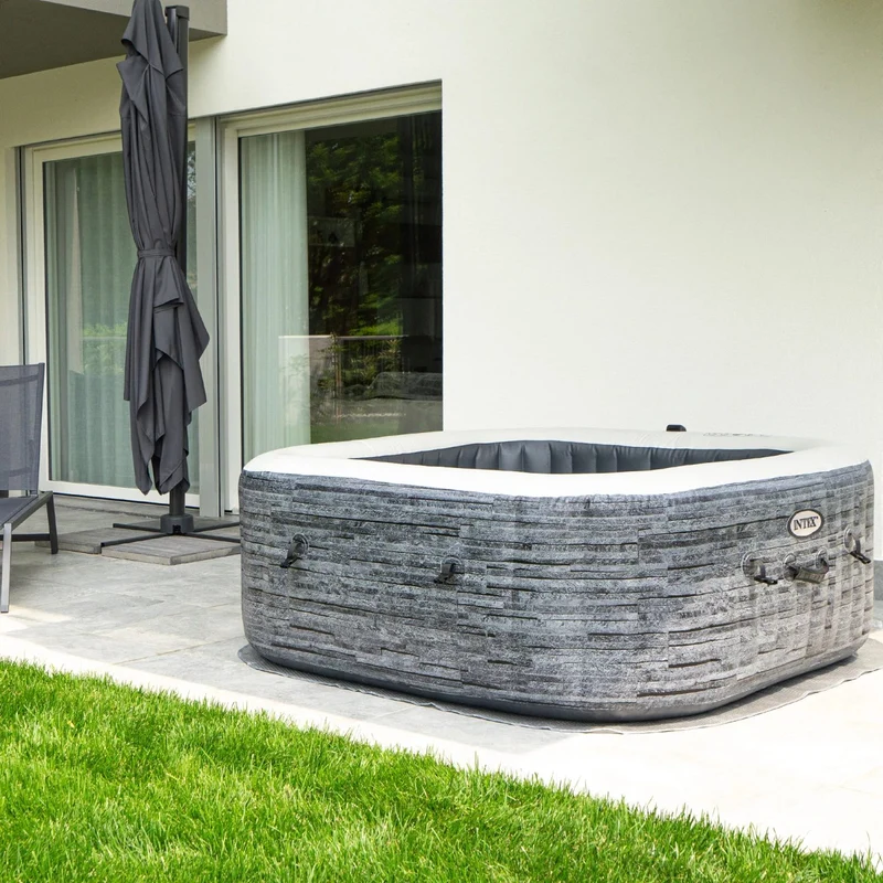 Spa Idromassaggio Greystone Deluxe 4 posti 175cm x 175cm x 71cm Grigio effetto pietra INTEX