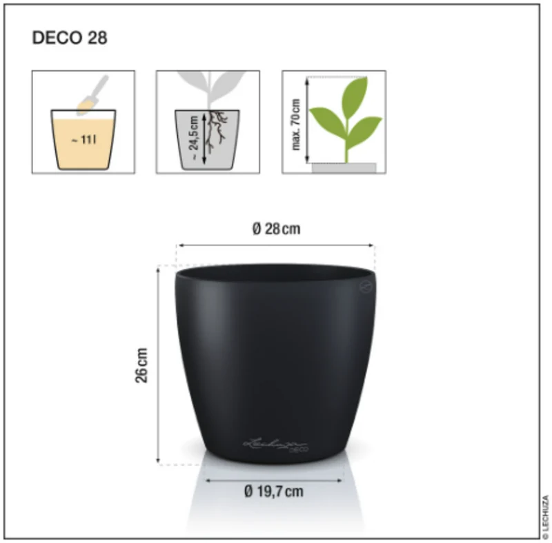Vaso Classico "Deco 28" D28 H26CM Verde Tiglio Opaco LECHUZA