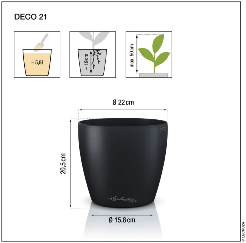 Vaso Classico "Deco 21" D22 H20.5CM Verde Pino Opaco LECHUZA