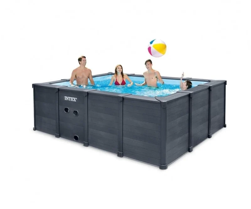 Intex Graphite Grey Panel zwembad - 400 x 300 x 124 cm - met zandfilterpomp en accessoires