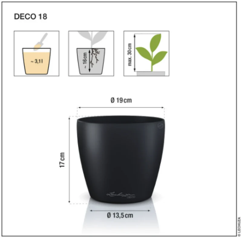 Vaso Classico "Deco 18" D18 H17CM Beige Sabbia LECHUZA