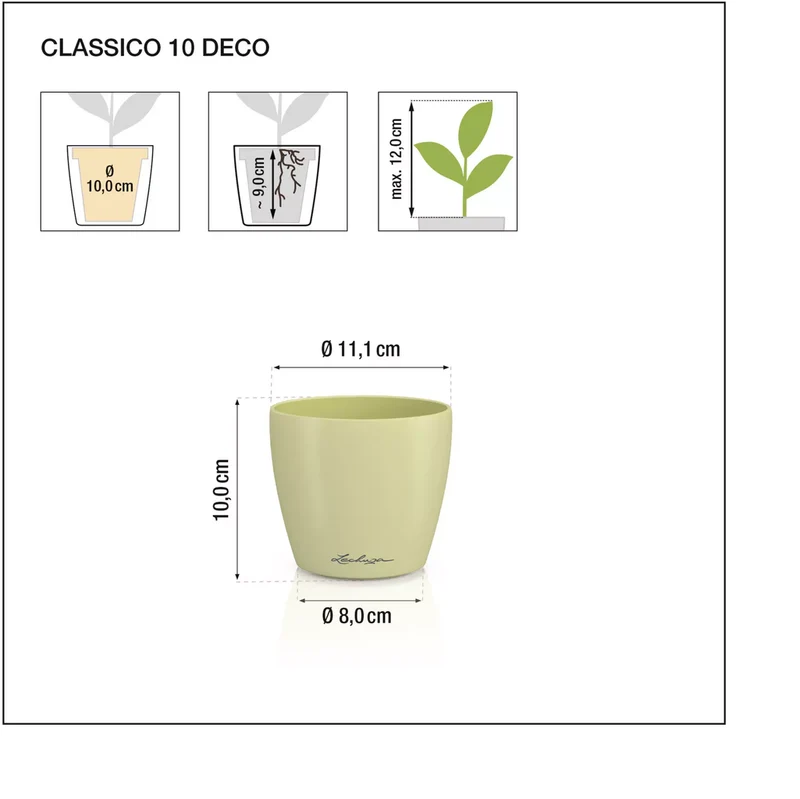 Vaso Classico "Deco 10" D11 H10CM Rosa Magnolia Opaco LECHUZA