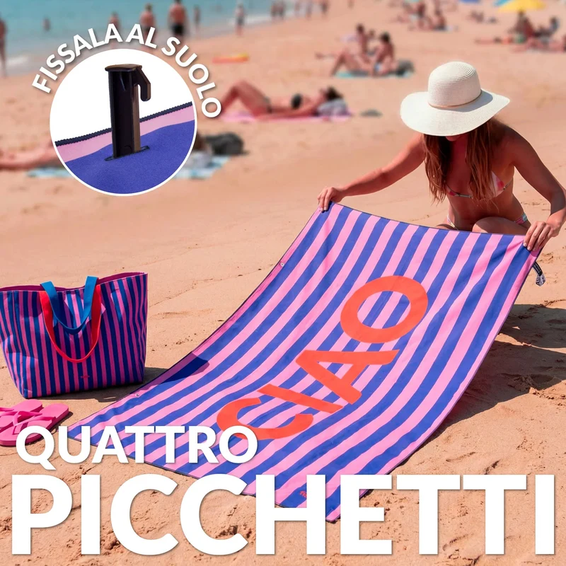 Telo Mare Microfibra Ciao 100x180 cm Rosso FISURA