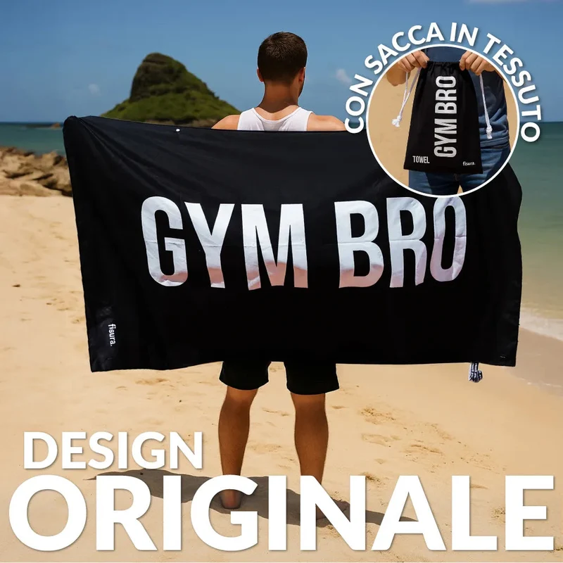 Telo Mare Gym Bro 160x80 cm Nero Bianco FISURA