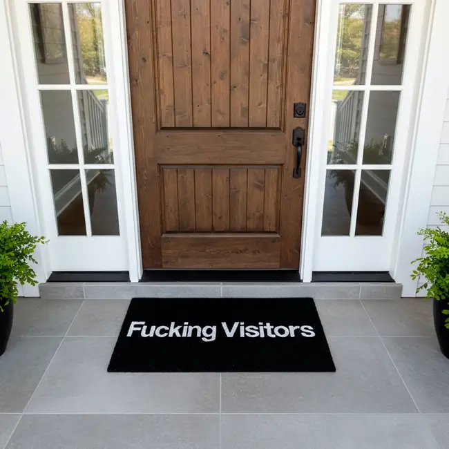 Zerbino in Fibra di Cocco "Fucking Visitors" 70x40cm Nero Fisura