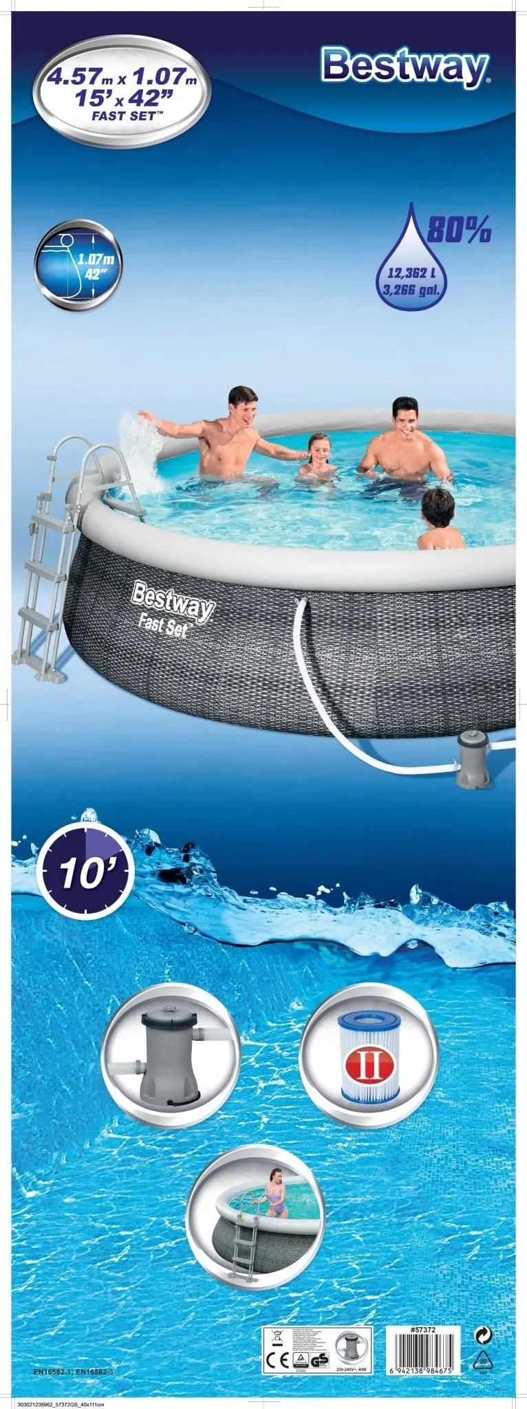 Bestway zwembad Fast Set Ø457 cm x 107 cm