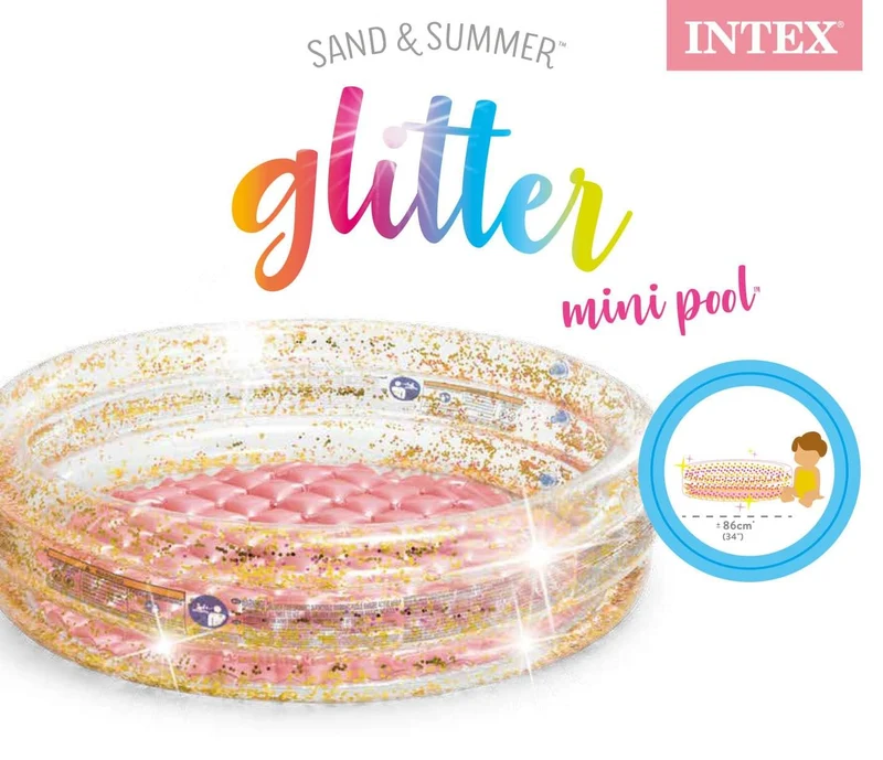 Intex mini glitter opblaasbaar zwembad 86cm x 25cm Roze/Goud