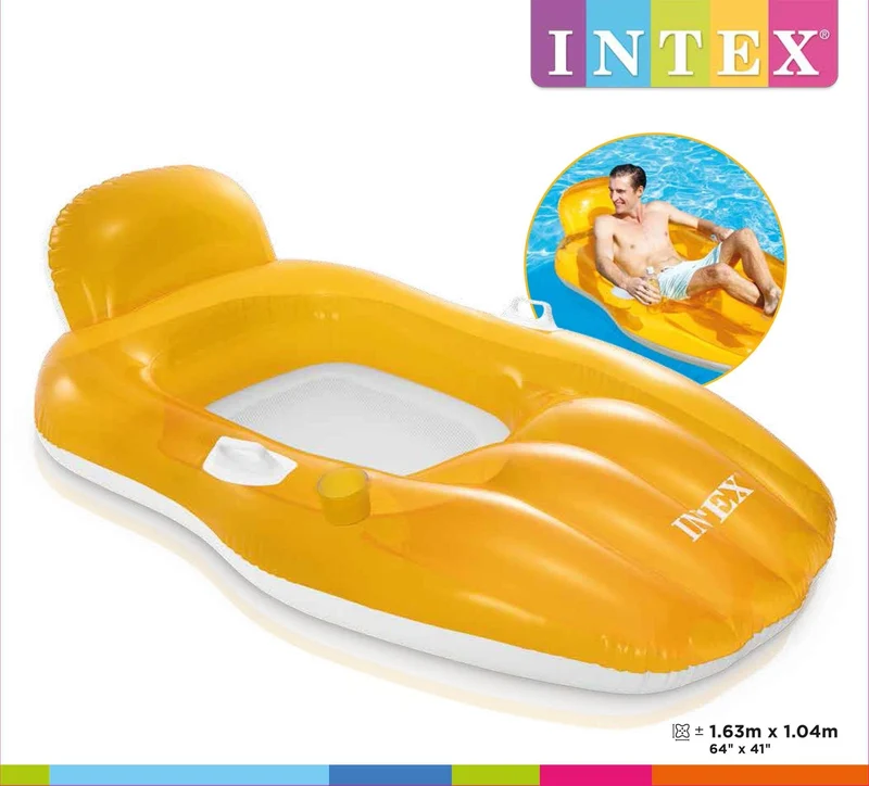Intex Chill 'N Float luchtmatras 163cm x 104cm - Oranje