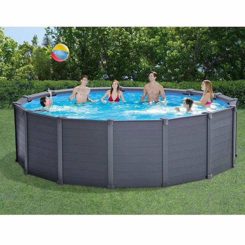 Intex Graphite Grey Panel zwembad - 478 x 124 cm - met zandfilterpomp en accessoires