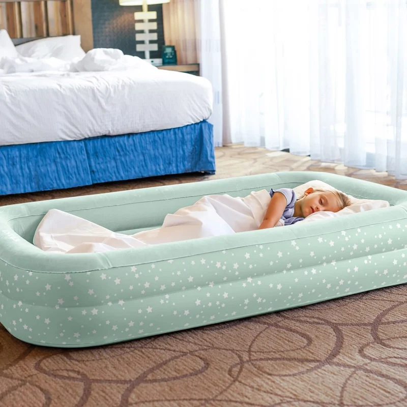 Materasso Gonfiabile da Viaggio Airbed Travel Cozy Kidz 107cm x 168cm x 25cm Verde con stelle Intex