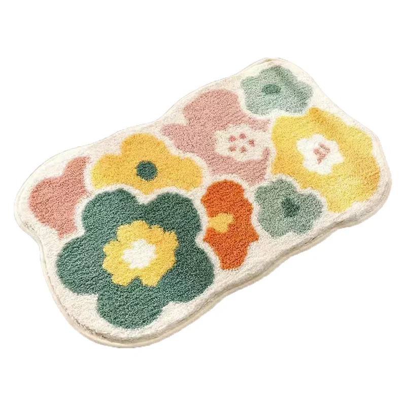 FloraMat – Farverig Blomster Mønster Non-Slip Badeværelsesmåtte for Komfort og Stil