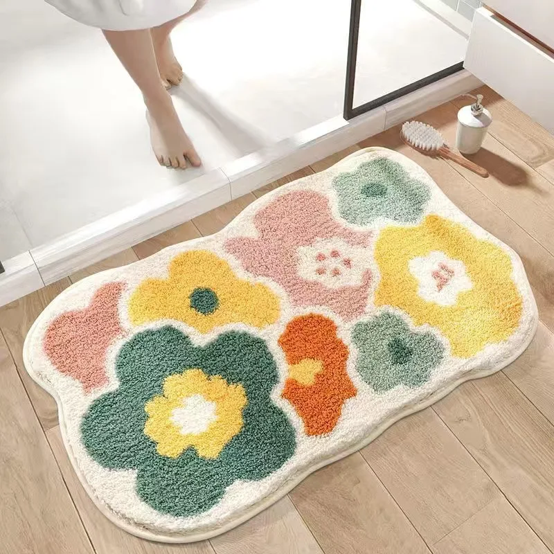 FloraMat – Farverig Blomster Mønster Non-Slip Badeværelsesmåtte for Komfort og Stil