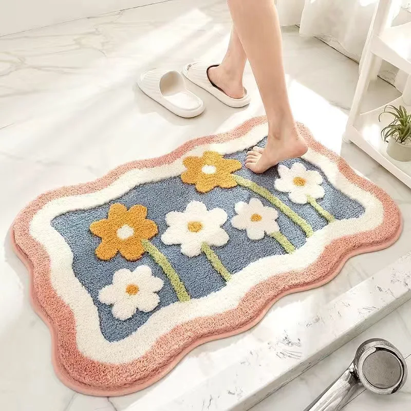 FloraMat – Farverig Blomster Mønster Non-Slip Badeværelsesmåtte for Komfort og Stil