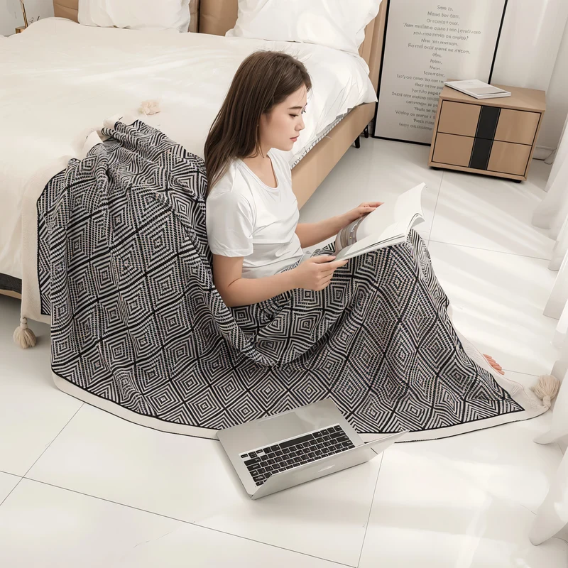 ComfyNest – Geometrisk mønster tæppe til sofa og seng med moderne stil