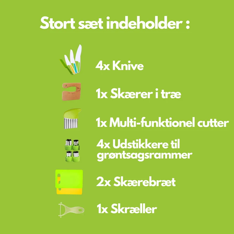 MiniChef - Sikkert madlavningssæt til børn med legeknive og skærebræt
