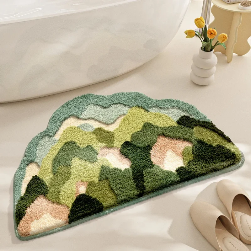 FloraWave – Plys bademåtte med elegant 3D-tuftet blomsterdesign til stilfulde badeværelser