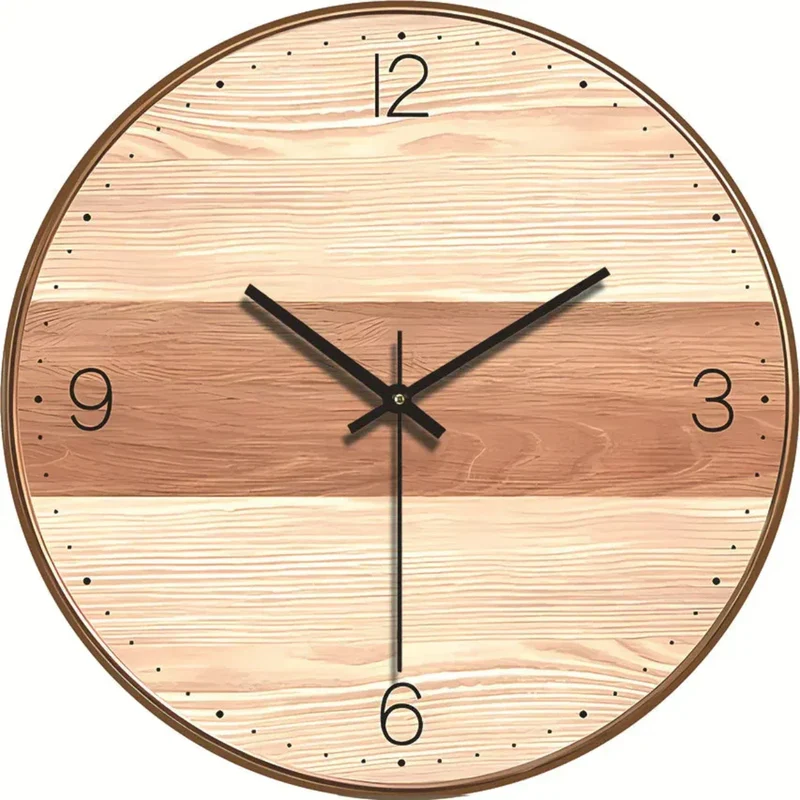TimeCraft – Rundt vægur med store tal og rustikt design i naturligt træ