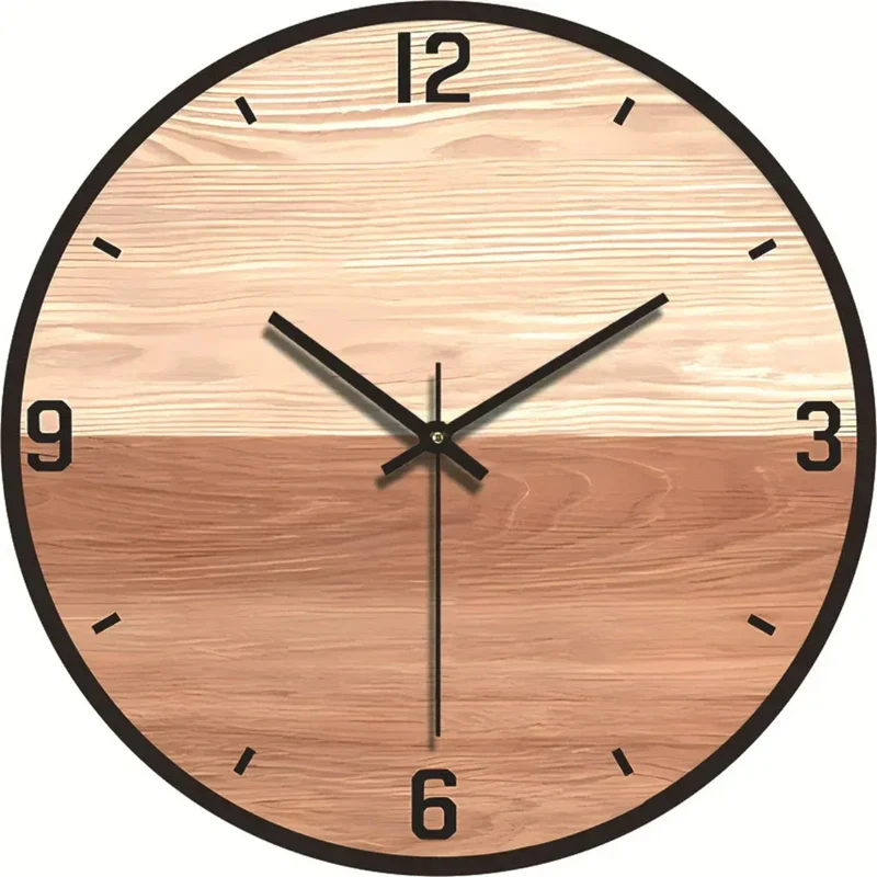 TimeCraft – Rundt vægur med store tal og rustikt design i naturligt træ