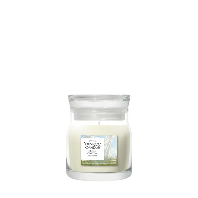 Candela Giara Piccola Signature Clean Cotton 110g Bianco Yankee Candle