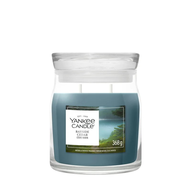 Candela Giara Media Bayside Cedar 368g Blu Yankee Candle
