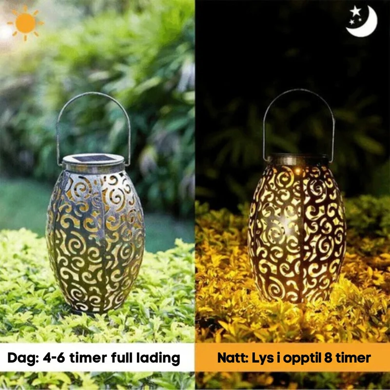SolAura - Stilfuld solcellelanterne med varmt LED-lys