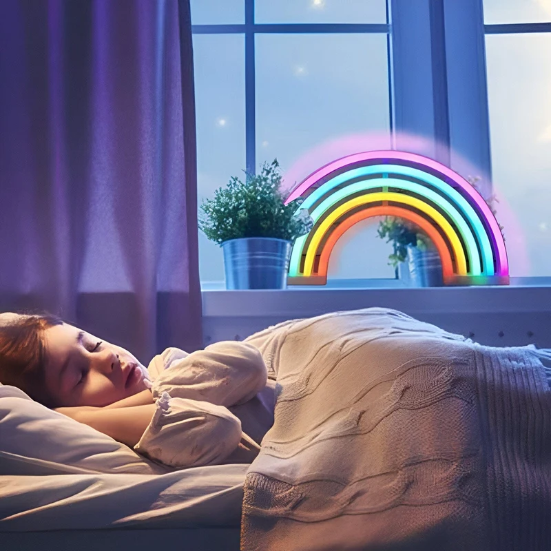 GlowBow - Sødt LED-regnbue-neonskilt til væg- og bordudstilling