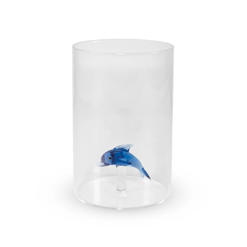 Bicchiere in vetro borosilicato Decoro Delfino 500 ml Trasparente WD LIFESTYLE