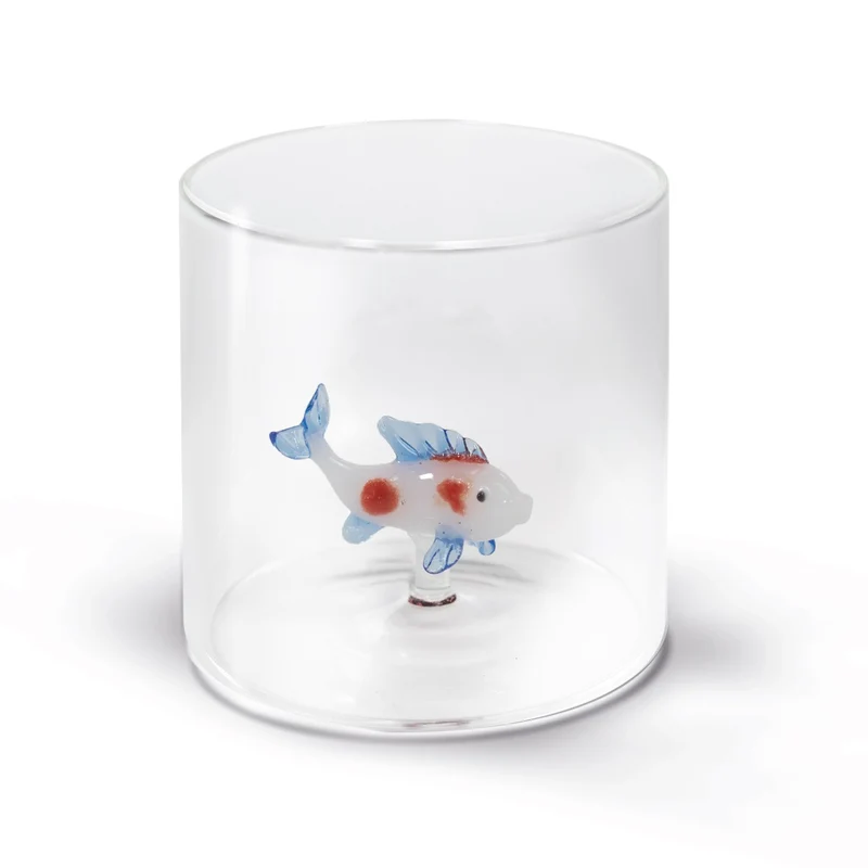 Bicchiere in vetro borosilicato con figura Carpa Trasparente WD LIFESYLE