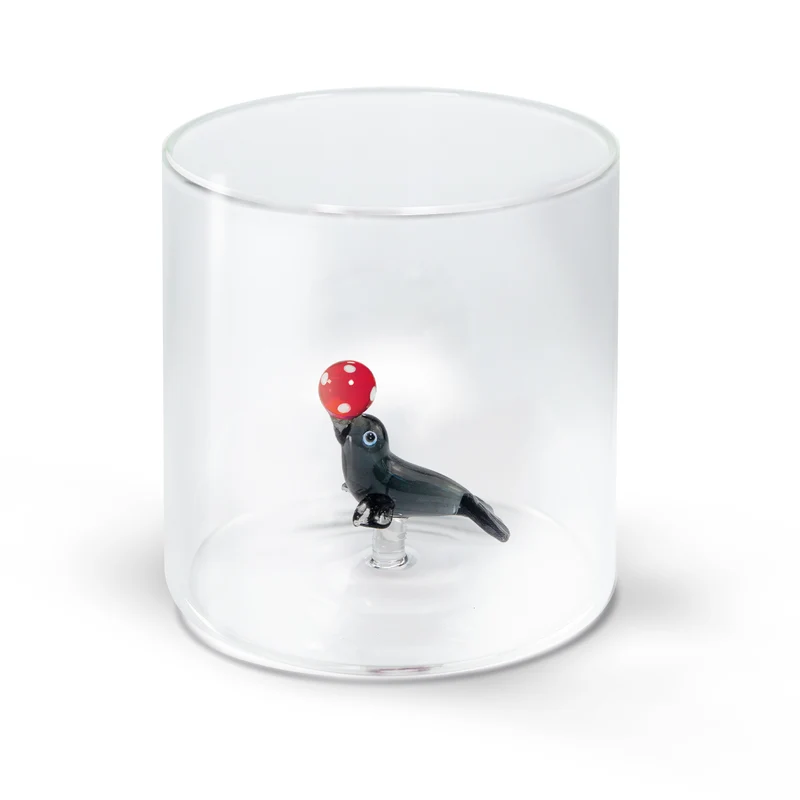 Bicchiere in vetro borosilicato D 8 x 8 cm 250 ml Decoro Foca Trasparente WD LIFESYLE