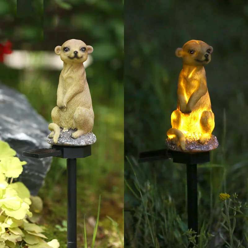 GlowGuard – Meerkat-formet havelys med blød gylden glød