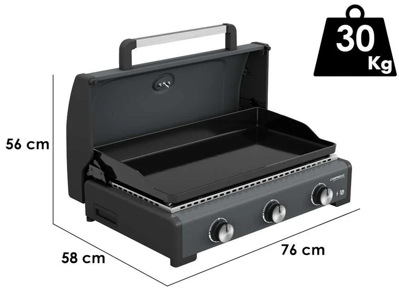 Plancha a Gas Portatile Sigma 3 Cook 3 Fuochi Nero e Grigio Campingaz