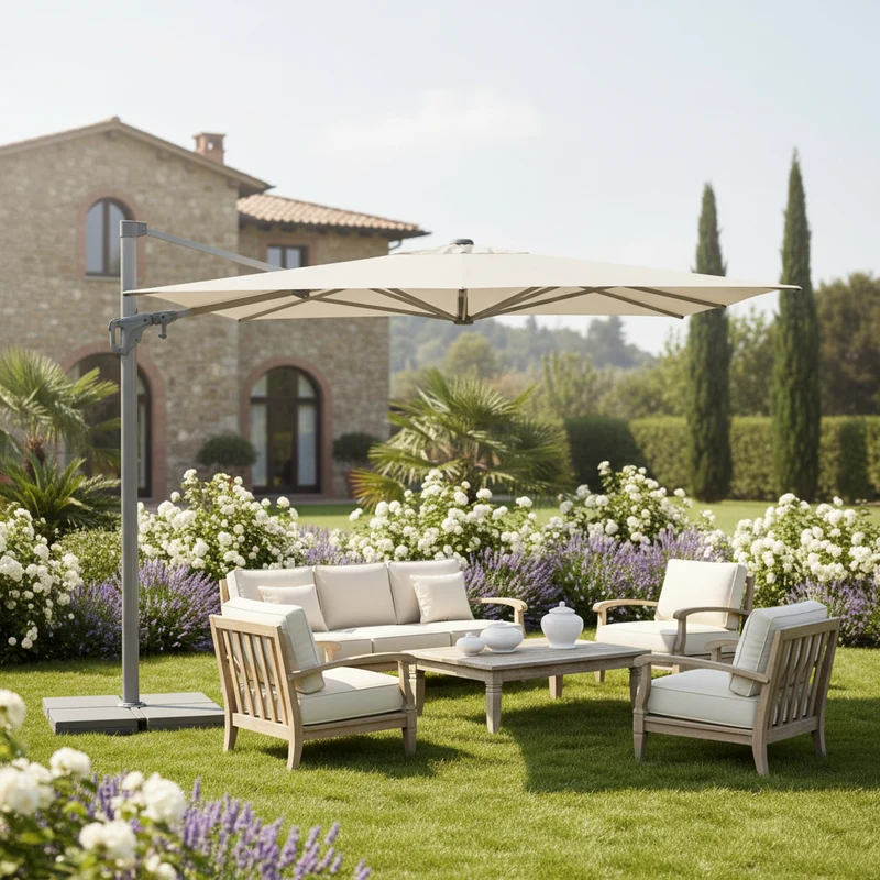 Ombrellone palo Laterale Familyflex 250 cm Bianco GLATZ