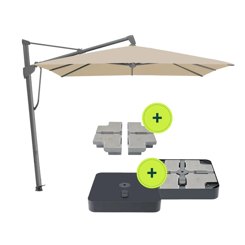 Ombrellone Sombrano S+ 300x300 Crema Con Base 120kg + Cornice + Piastra + Set Pesi