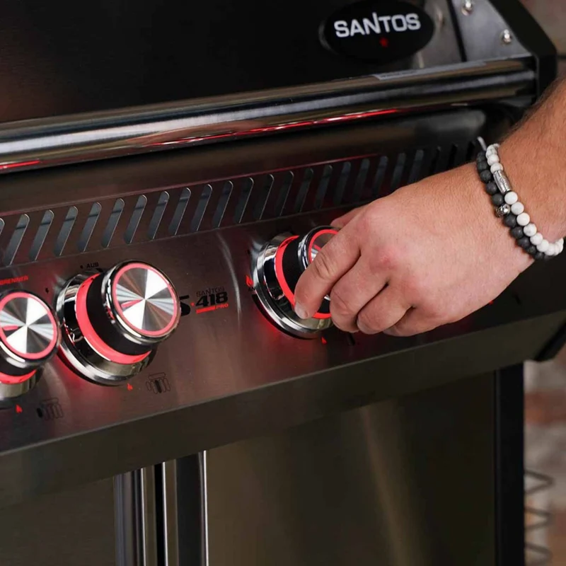 Barbecue a gas S-418 Pro Inox con girarrosto e infrarossi 153x64x119cm SANTOS