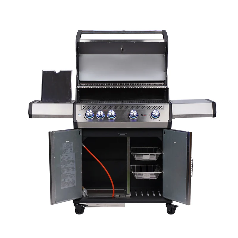 Barbecue a Gas con Fornello Laterale 80kg Acciaio Inossidabile Santos