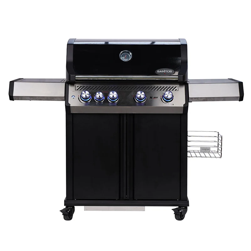 Barbecue a Gas S-401 Pro 4 Bruciatori Fornello Laterale 42.5x75.5cm Nero Santos