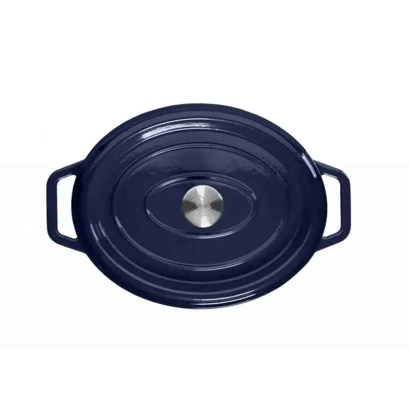 Casseruola Ovale in Ghisa Vetrificata con Coperchio 5.6L Blu GRAND FEU