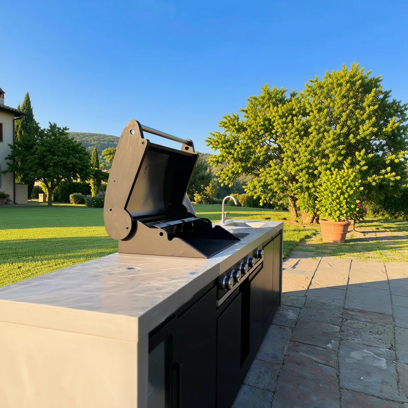 CUCINA GRANDPRO CM 299X61,5XH120 (Cucina da Esterno 299X61,5XH120 Waterfall Series con BBQ Premium G4 plus 4, Frigo e Lavello GRANDPRO )
