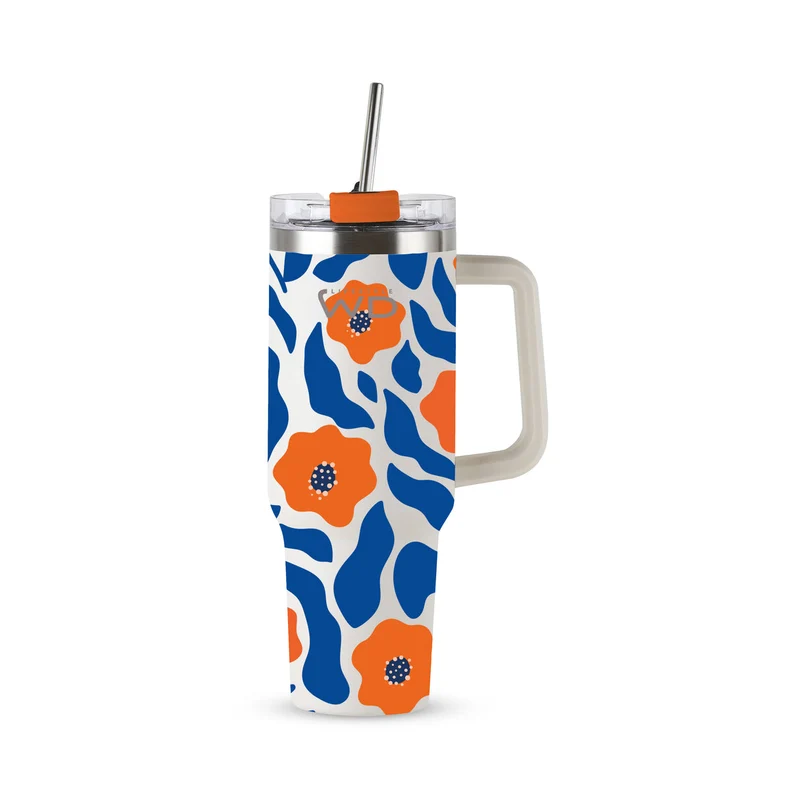 Mug Americana in Acciaio Inox 1.2 Lt Decoro Fiori WD LIFESTYLE