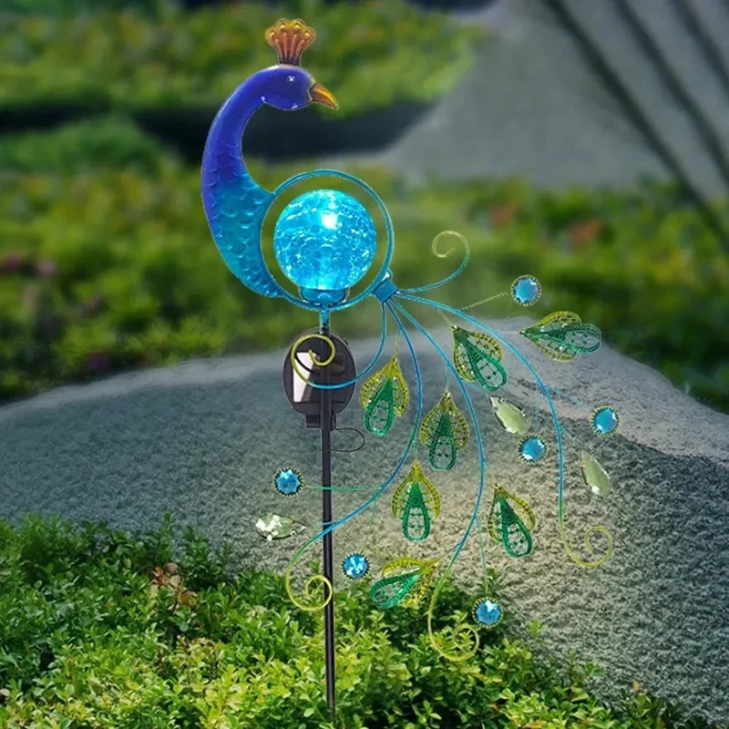 PeacockLite - Solcelledrevet påfugle-inspireret havelys med 40 LED'er til levende belysning