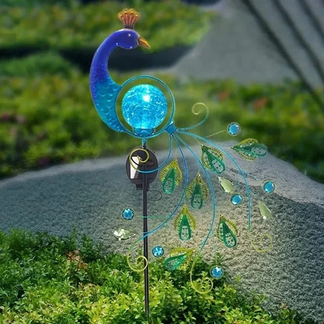 PeacockLite - Solcelledrevet påfugle-inspireret havelys med 40 LED'er til levende belysning