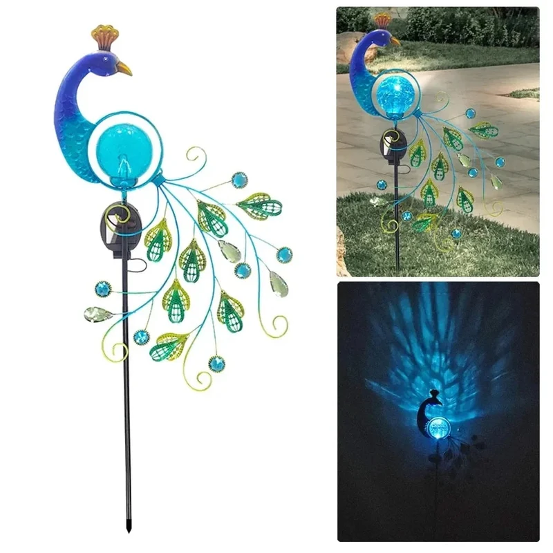 PeacockLite - Solcelledrevet påfugle-inspireret havelys med 40 LED'er til levende belysning