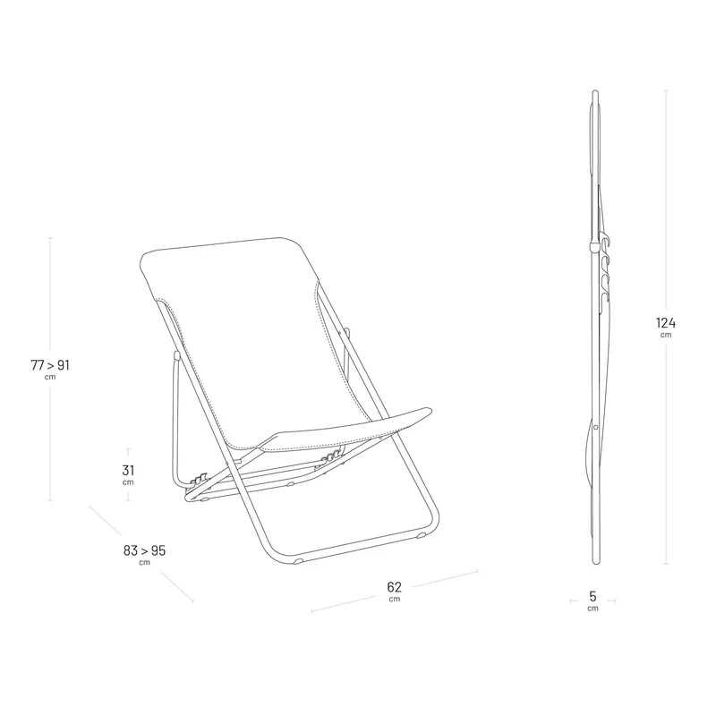 Lafuma Sedia a sdraio pieghevole multi-posizione Maxi Transat Blu Ocean 58cm