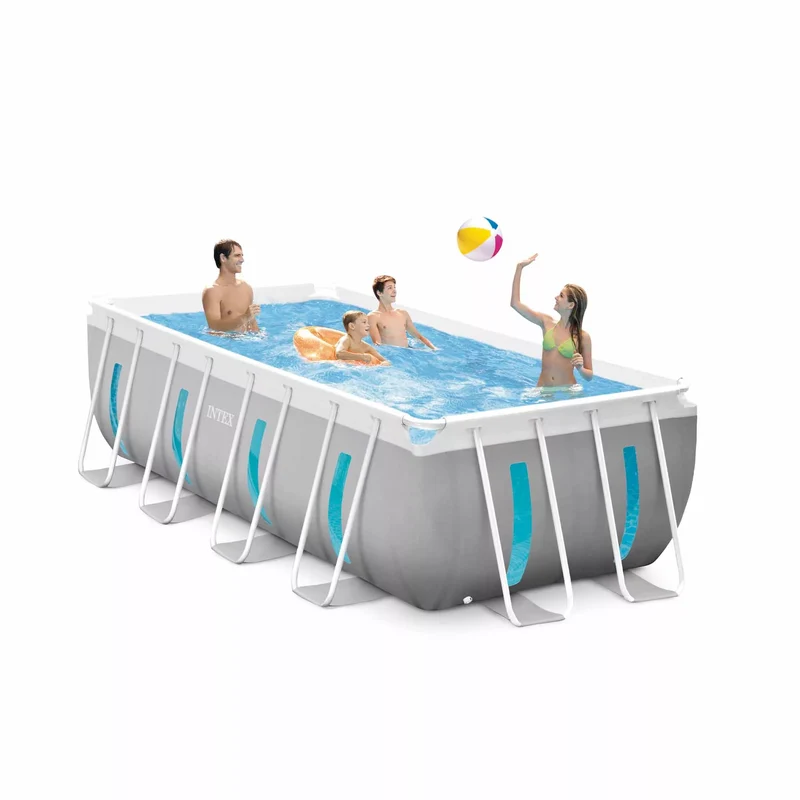 Intex Piscina Rettangolare Prisma Frame Clearview 26770NP Grigio Chiaro