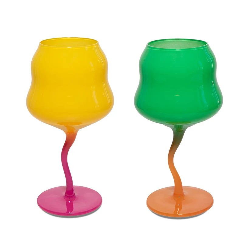 Set 2 Calici da Cocktail in Vetro 450 ml Giallo e Rosa Verde e Arancione WD LIFESTYLE