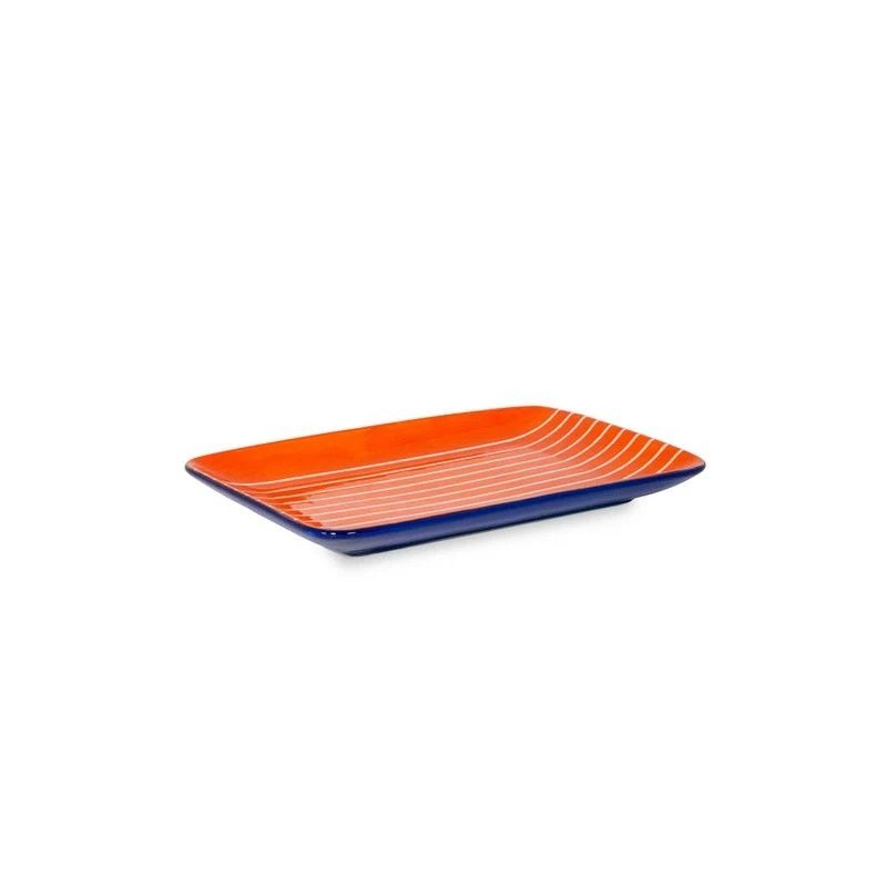 Piatto Piano in Stoneware 20.5 x 15.3 cm Rosso Arancio WD LIFESTYLE